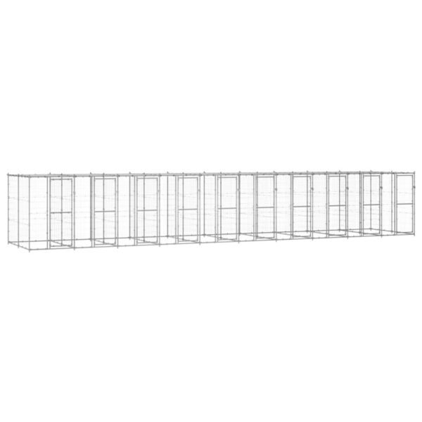 Udendørs hundebur med tag 24,2 m² galvaniseret stål